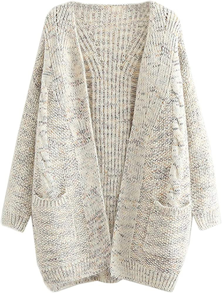 futurino Knit Cardigan Women's Chunky Open Front Outwear Cover Up with Pockets | Amazon (US)