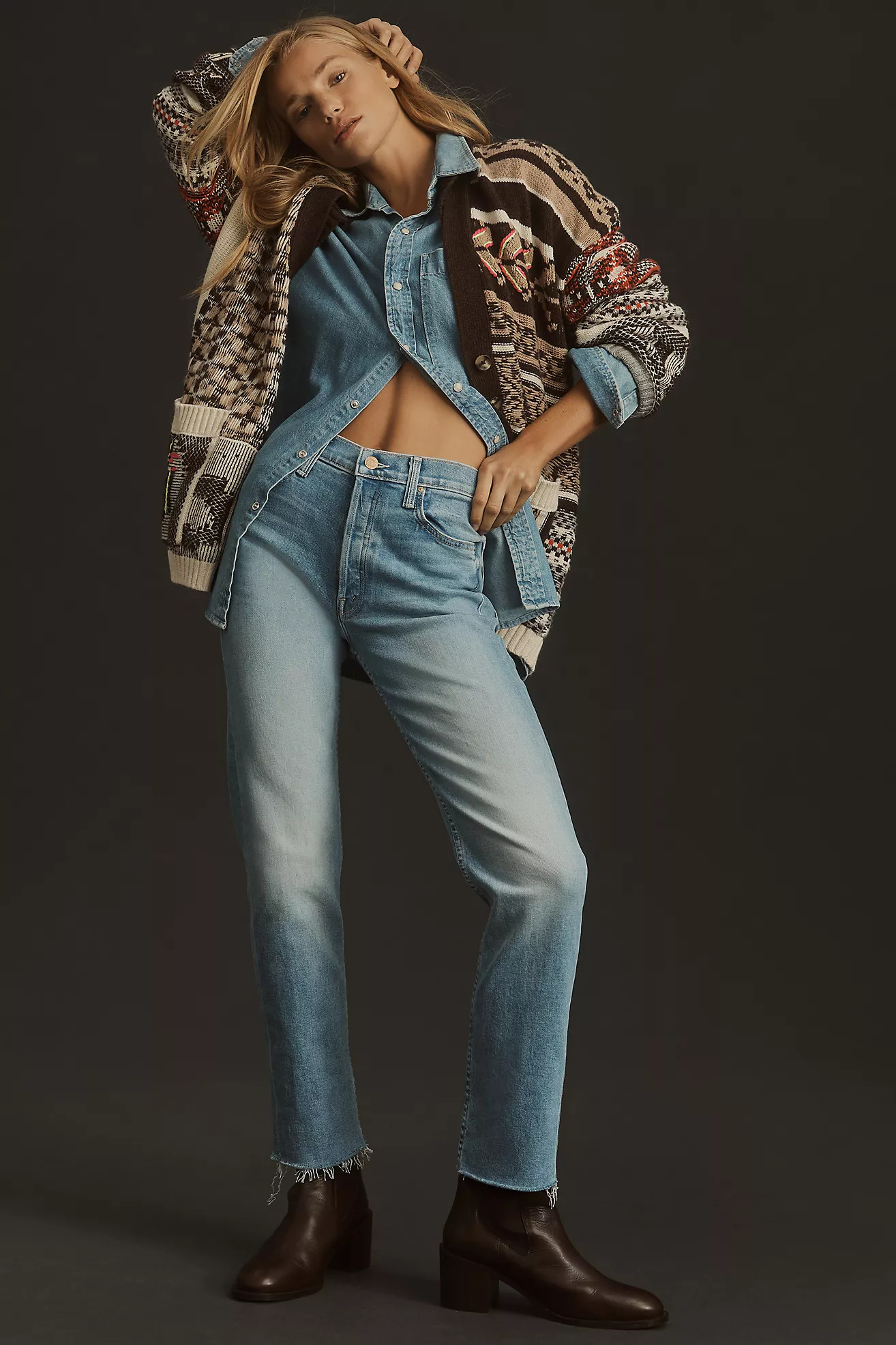 MOTHER The Tomcat High-Rise Straight-Leg Ankle Fray Jeans | Anthropologie (US)