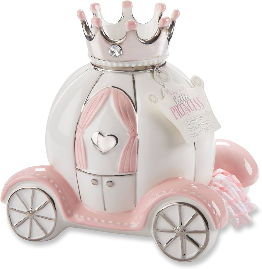 Baby Aspen Ceramic Porcelain Princess Carriage Piggy Bank, for A Baby Shower or Baby Girl Room De... | Amazon (US)