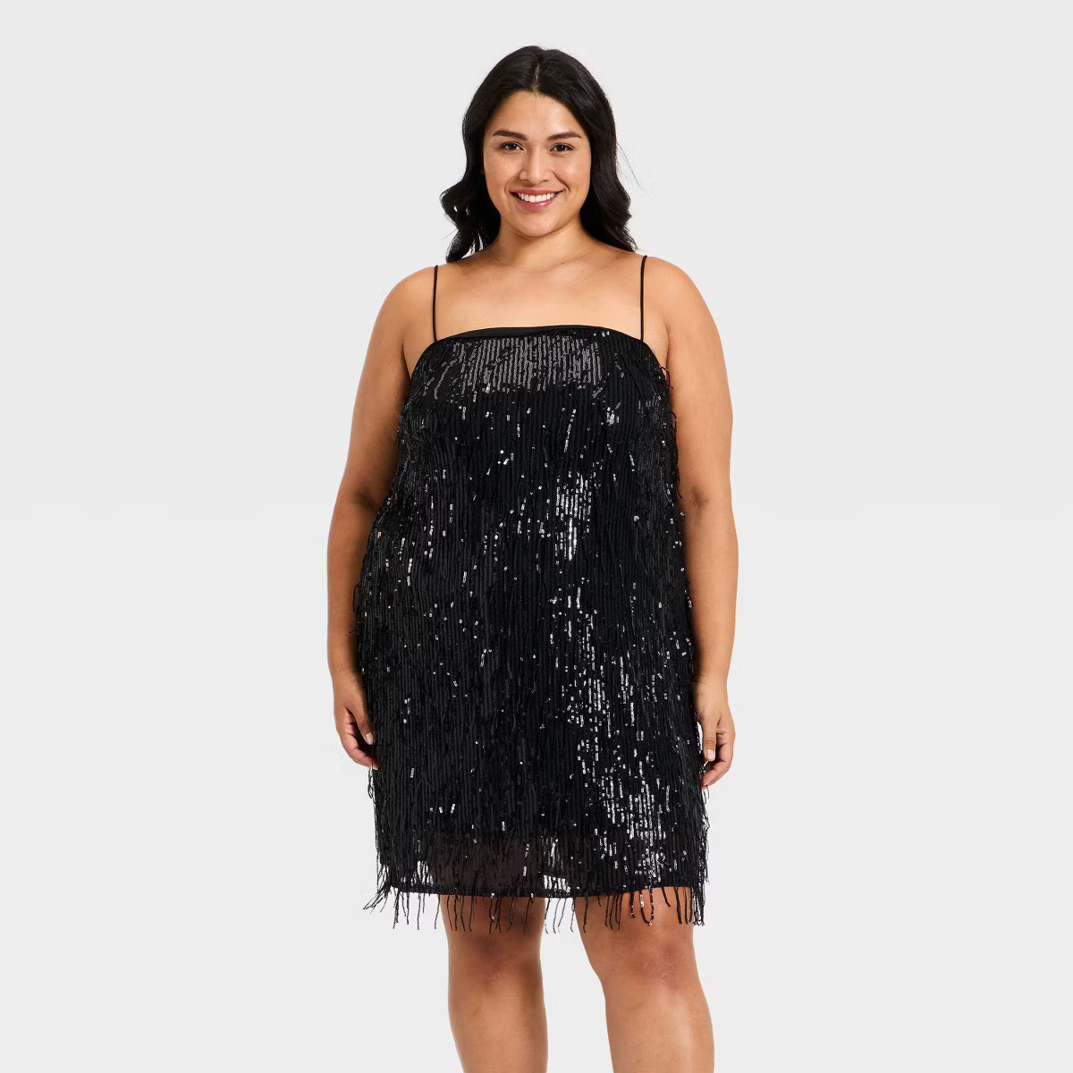 Women's Fringe Mini Shift Dress - A New Day™ Black | Target