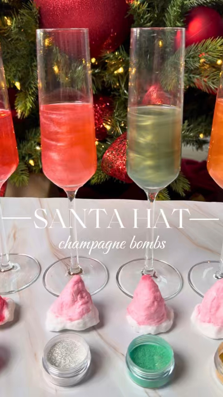 ✨ Sparkly Santa Hat Drink Bombs ✨

Make your holiday celebrations extra magical with these adorable and sparkly Santa Hat Drink Bombs! All you need is edible glitter, fluffy cotton candy, and your favorite champagne.

Here’s how:
	1.	Shape red cotton candy into a Santa hat.
        2.     Add edible sparkle glitter into the center of the hat. 
        3.     Cap the hat off with your white cotton candy. 
	4.	Drop your Santa hat into your champagne and watch it melt into a bubbly, glittery wonder!

Perfect for holiday parties or a fun girls’ night in. Cheers to a little sparkle and a lot of joy this season!

Holiday Cocktails, Drink Bombs, Christmas Cheer, Festive Drinks

#LTKParties #LTKWatchNow #LTKHoliday