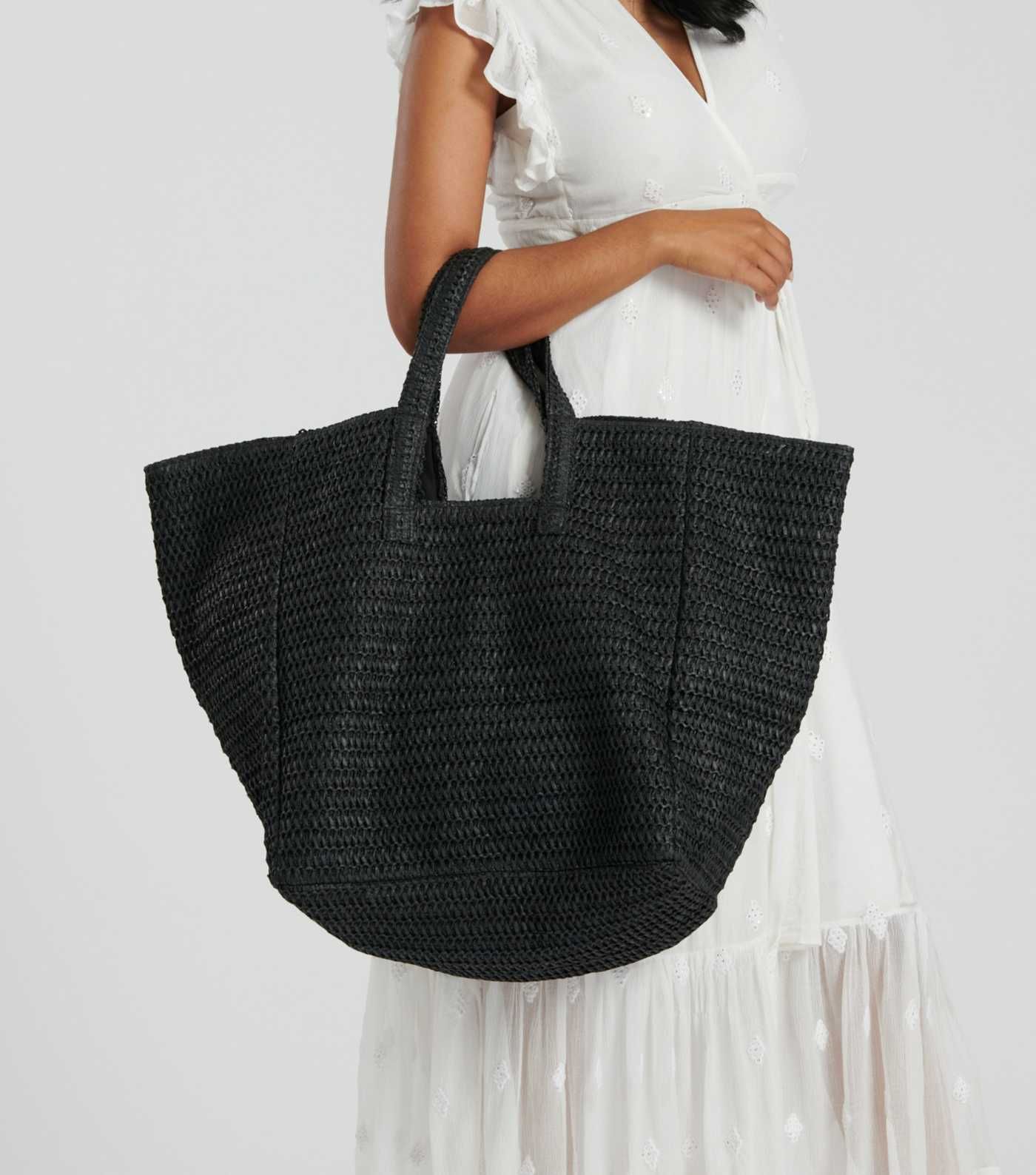 South Beach Black Woven Oversized Shoulder Bag | New Look | New Look (UK)