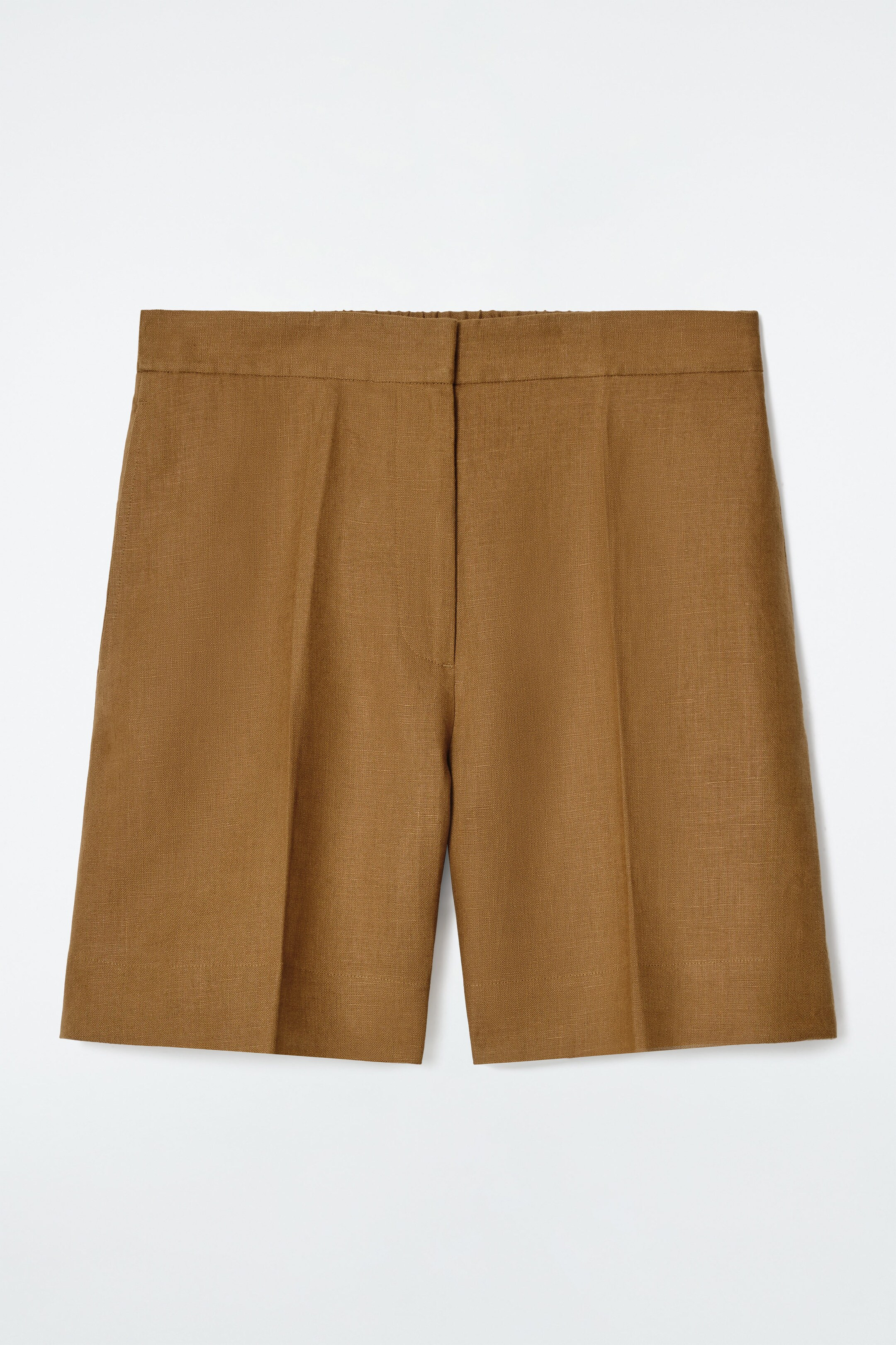 TAILORED ELASTICATED LINEN SHORTS - OCHRE | COS UK