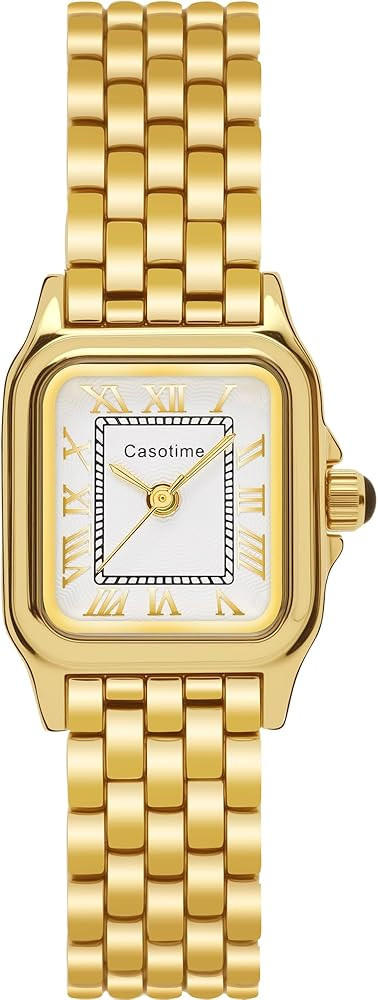 Women's Gold Watch, Vintage Rectangular Case Reloj para Mujer with Roman Numeral Dial, Small Brac... | Amazon (US)