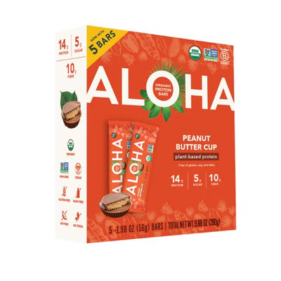ALOHA Peanut Butter Cup Protein Bars - 9.88oz/5ct | Target