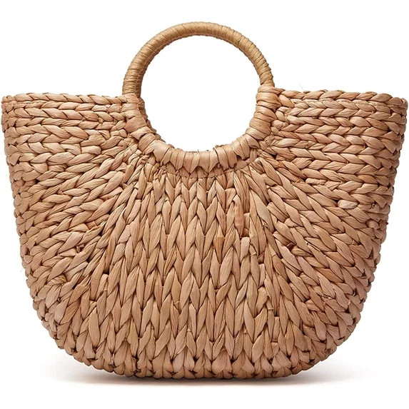 JUYGO Womens Large Straw Beach Tote Bag Hobo Summer Handwoven Bags Purse wth Pom Poms | Walmart (US)