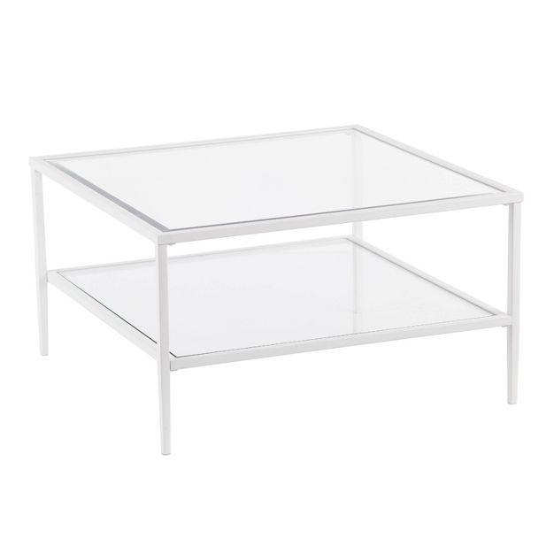 Emerson Square Metal/Glass Open Shelf Cocktail Table White - Aiden Lane | Target