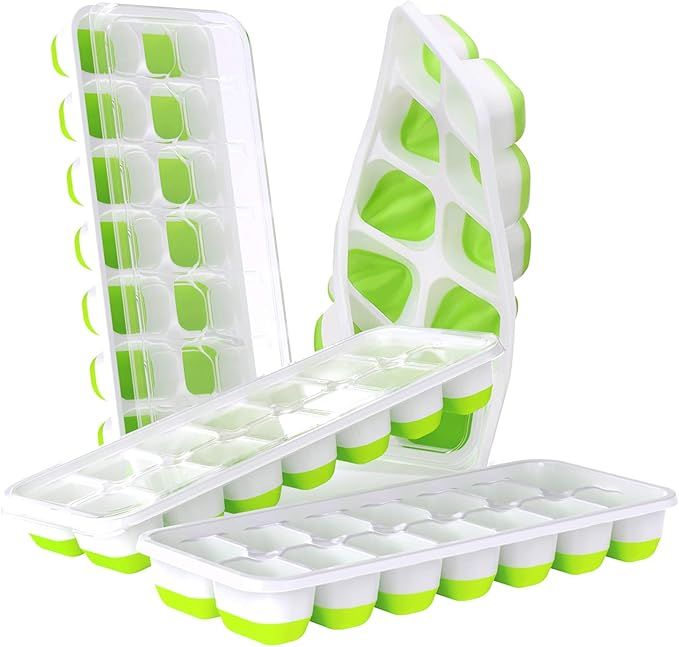 DOQAUS Ice Cube Trays 4 Pack, Easy-Release Silicone & Flexible 14-Ice Cube Trays with Spill-Resis... | Amazon (US)