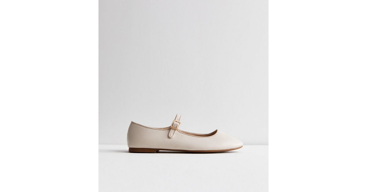 Off White Leather-Look Strappy Ballerina Pumps
						
						Add to Saved Items
						Remove from ... | New Look (UK)