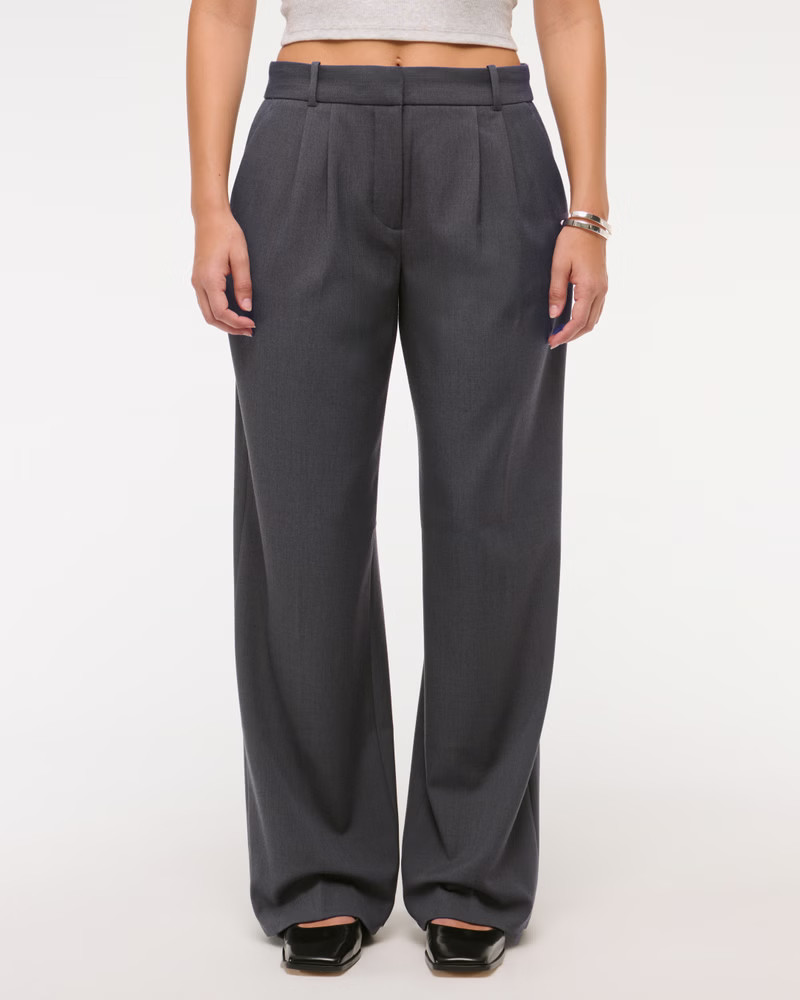 Curve Love A&F Sloane Low Rise Tailored Wide Leg Pant | Abercrombie & Fitch (UK)