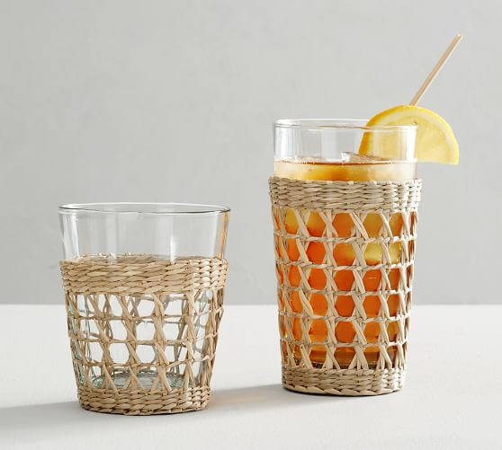 Cane Recycled Tall Glasses, 9.5 oz, Set of 6 - Natural | Pottery Barn (US)