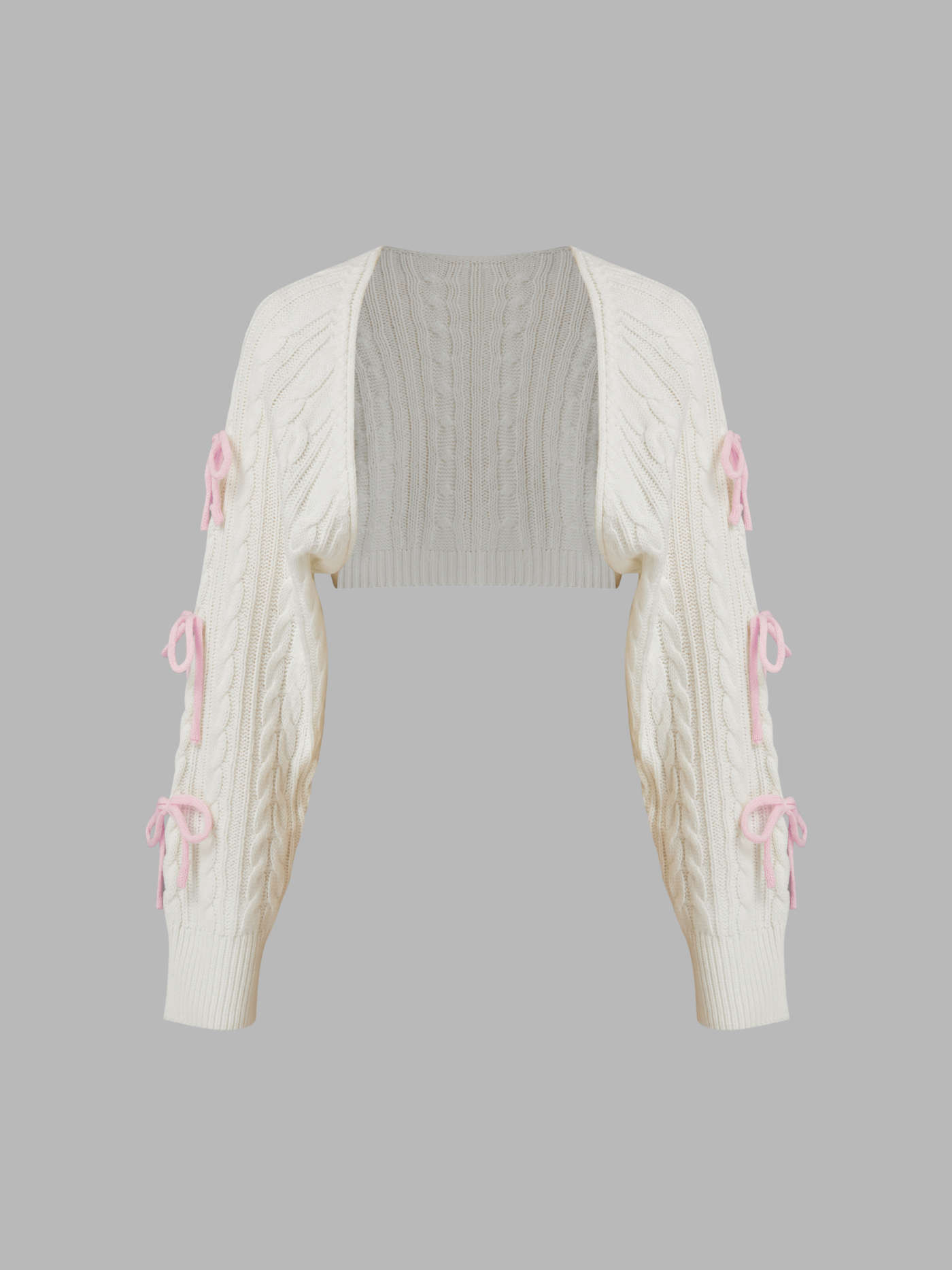 Cable Knit Bowknot Long Sleeve Shrug | Cider