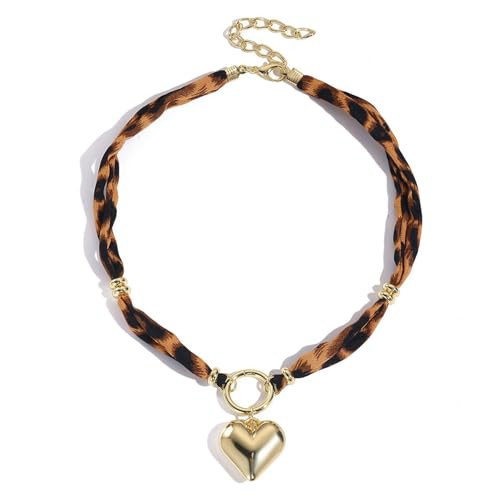 Scarf Necklace with Charm for Women Boho Scarf Charm Necklace Cross Conch Flower Leopard Choker Necklaces Trendy Summer Jewelry Gifts for Women (D) | Amazon (US)