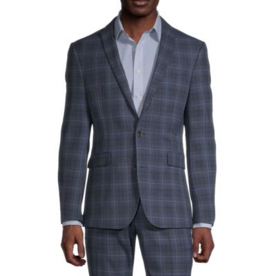 JF J.Ferrar Mens Blue Glen Plaid Stretch Slim Fit Suit Jacket | JCPenney