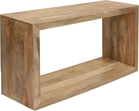 The Urban Port 52-Inch Cube Shape Mango Wood Console Table with Bottom Shelf, Natural Brown | Amazon (US)