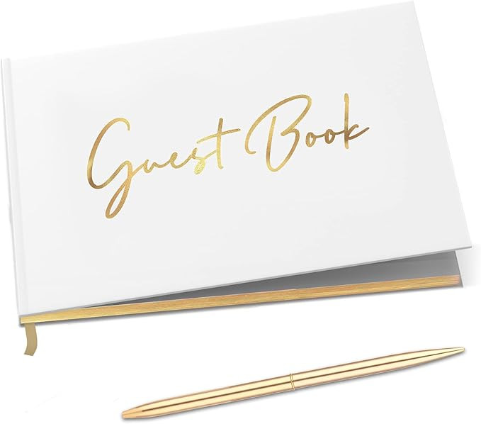 Merry Expressions Gold Guest Book & Pen – 9"x7" Hardcover White Polaroid Book 100 Page/50 Sheet... | Amazon (US)