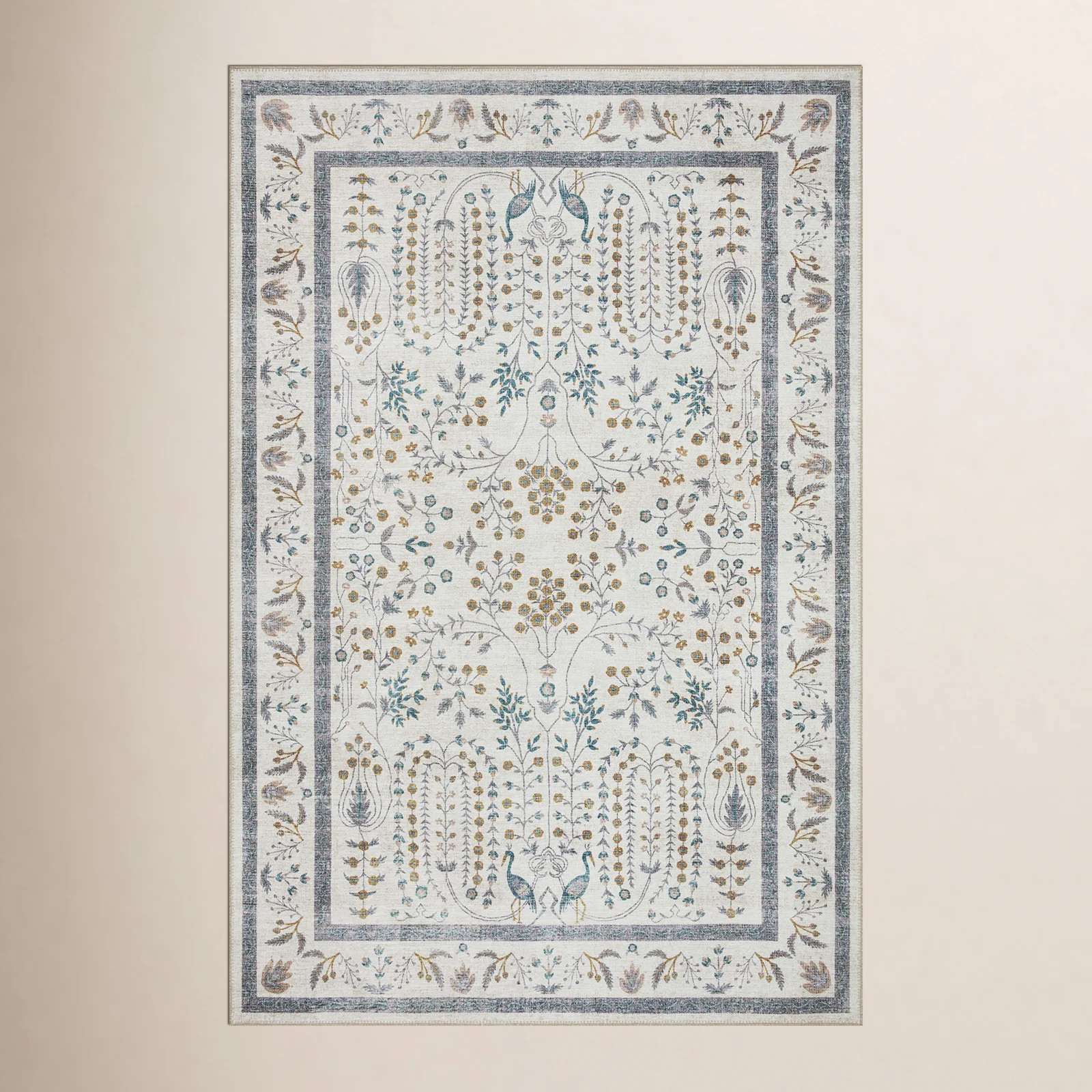 Rifle Paper Co. x Loloi Wisteria Cream Floral Rug | Birch Lane