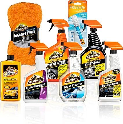 Armor All Premier Car Care Kit (8 Items) - 3pc Ultra Wax & Wash Kit, 3pc Interior, Glass Cleaner ... | Amazon (US)