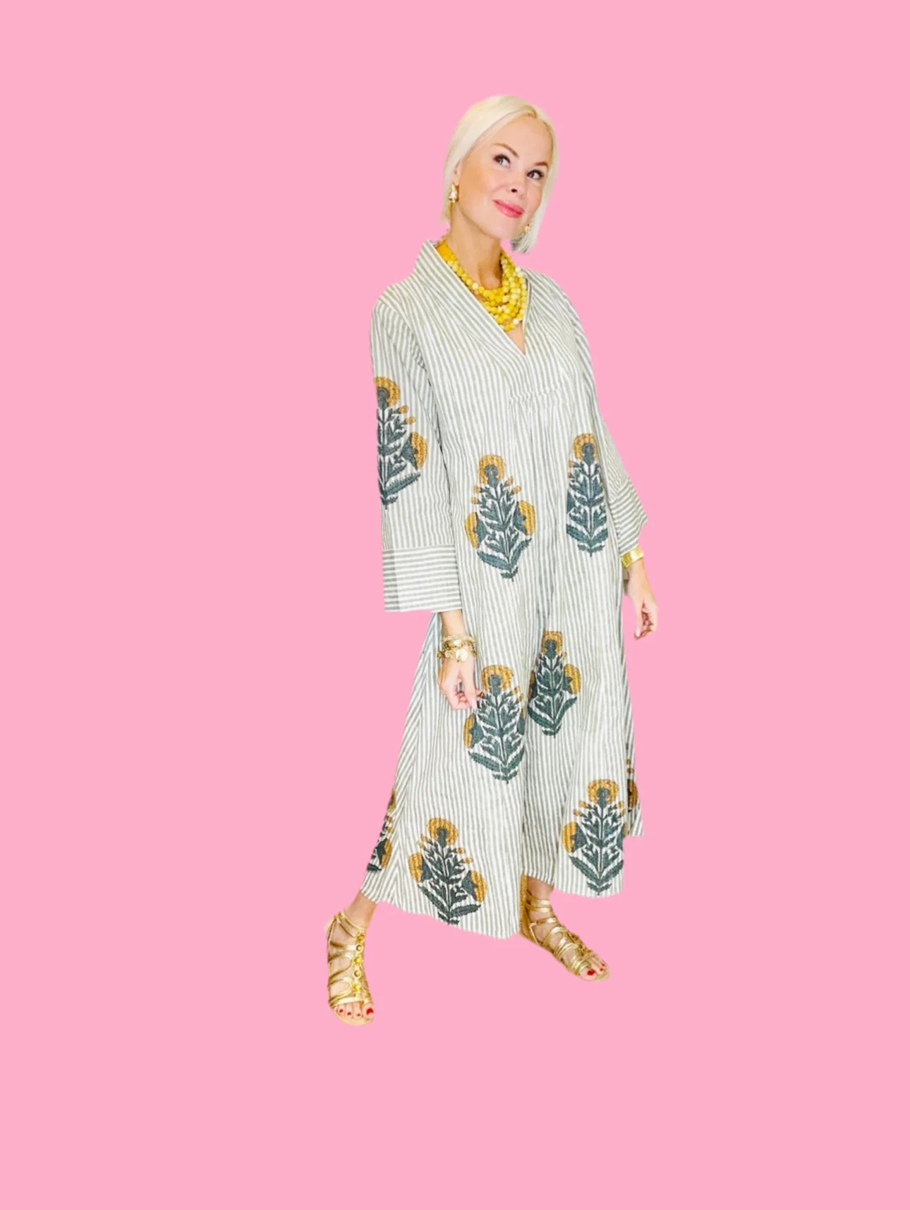 Pre-Order Crème Brûlée Caftan Dress | Teggy French