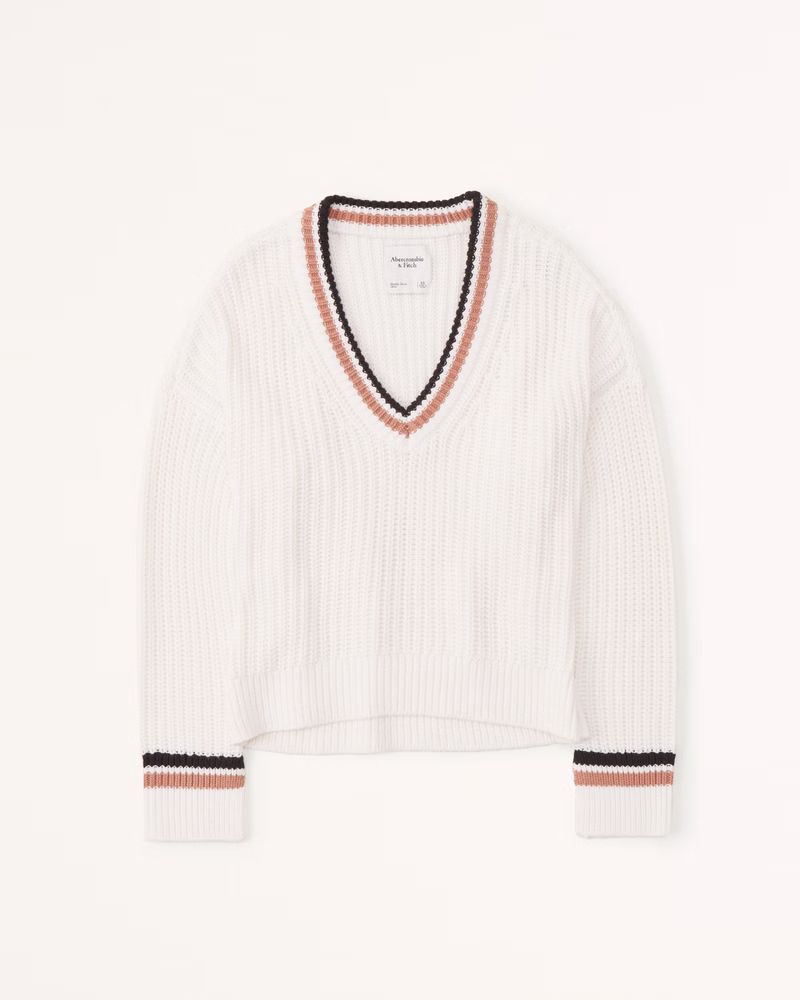 Easy Tipped V-Neck Sweater | Abercrombie & Fitch (US)