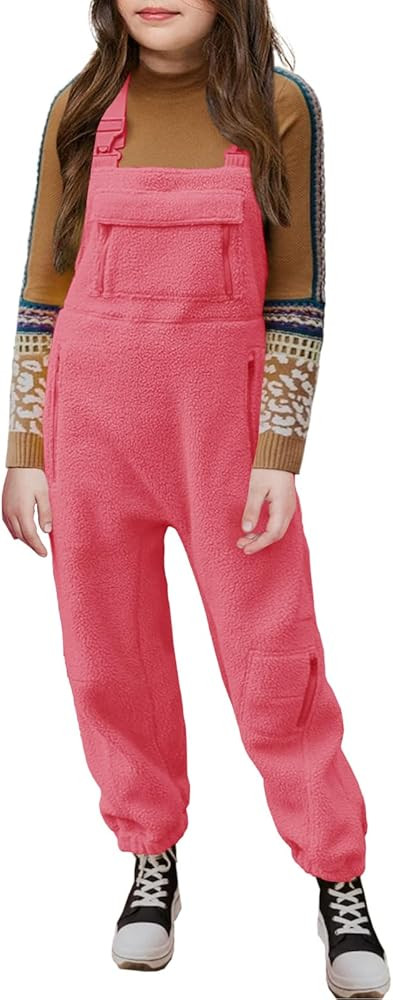 Meikulo Girls Fleece Overalls Kids Warm Winter Loose Casual Jumpsuits with Pockets 5-14 Years | Amazon (US)