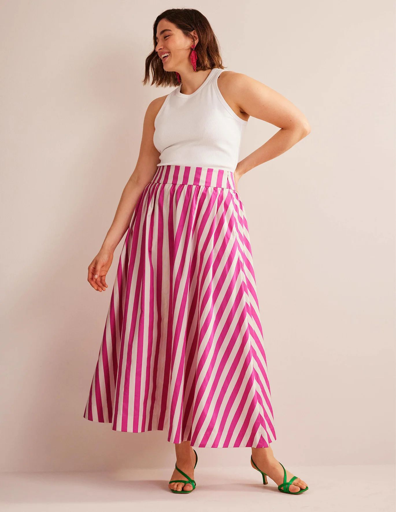 Full Printed Maxi Skirt - Pink Stripe | Boden (US)