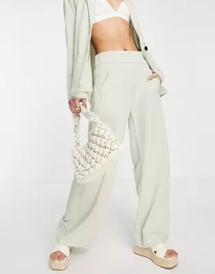 JDY wide leg tailored pants in sage green - part of a set | ASOS (Global)