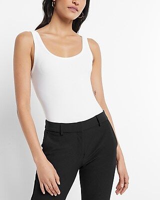 Fitted Ribbed Scoop Neck Tailored Tank | Express