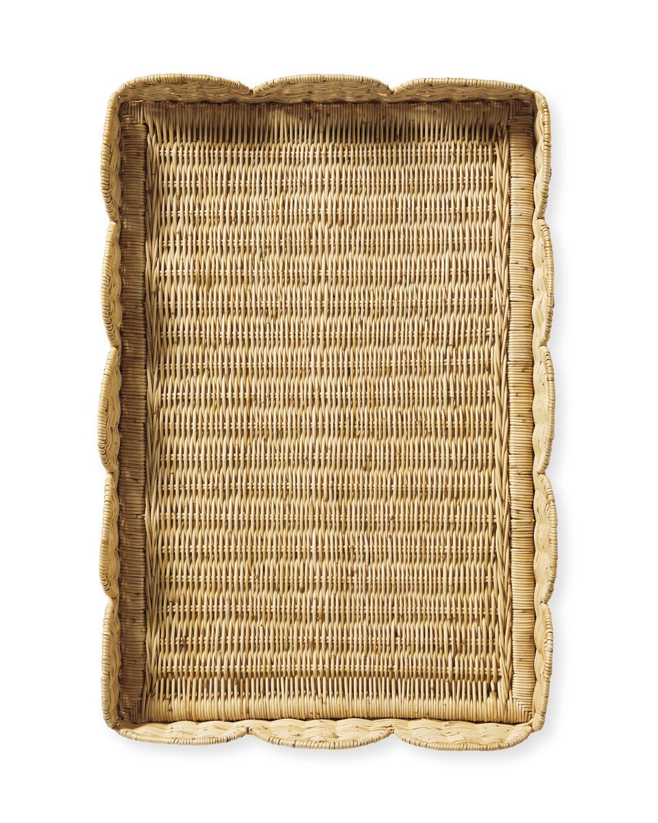 Scallop Rattan Tray | Serena and Lily