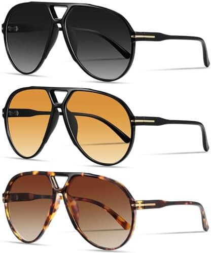 Oversized Retro Aviator Sunglasses for Women Men Classic 70s Trendy Vintage Style Large Frame Sun... | Amazon (US)