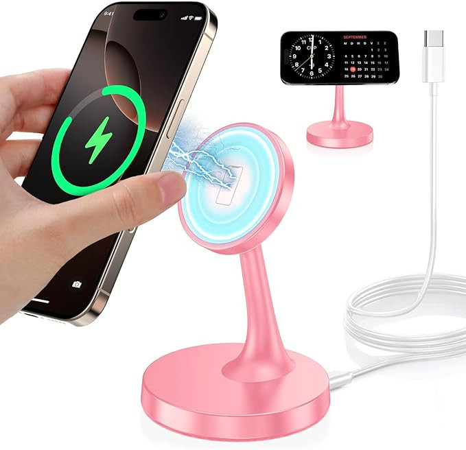 Magnetic Wireless Charger iPhone Stand, 15W Fast Mag-Safe Charger iPhone 17/17 Air/17 Pro/17 Pro ... | Amazon (US)