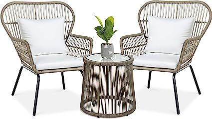 Best Choice Products 3-Piece Patio Conversation Bistro Set, Outdoor All-Weather Wicker Furniture ... | Amazon (US)