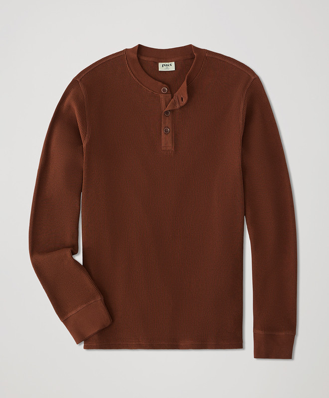 Men’s Thermal Waffle Henley made with Organic Cotton | Pact | Pact Apparel