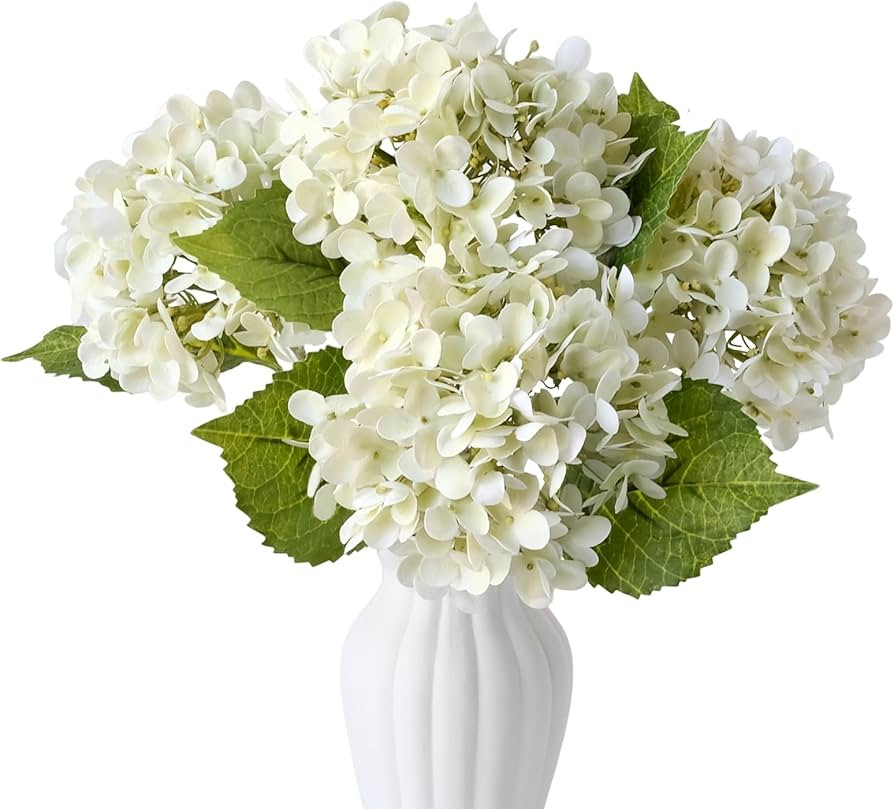 ZYTUYO 4 Pcs White 20 inches Real Touch Hydrangea Artificial Flowers Boho Lifelike Real Looking L... | Amazon (US)