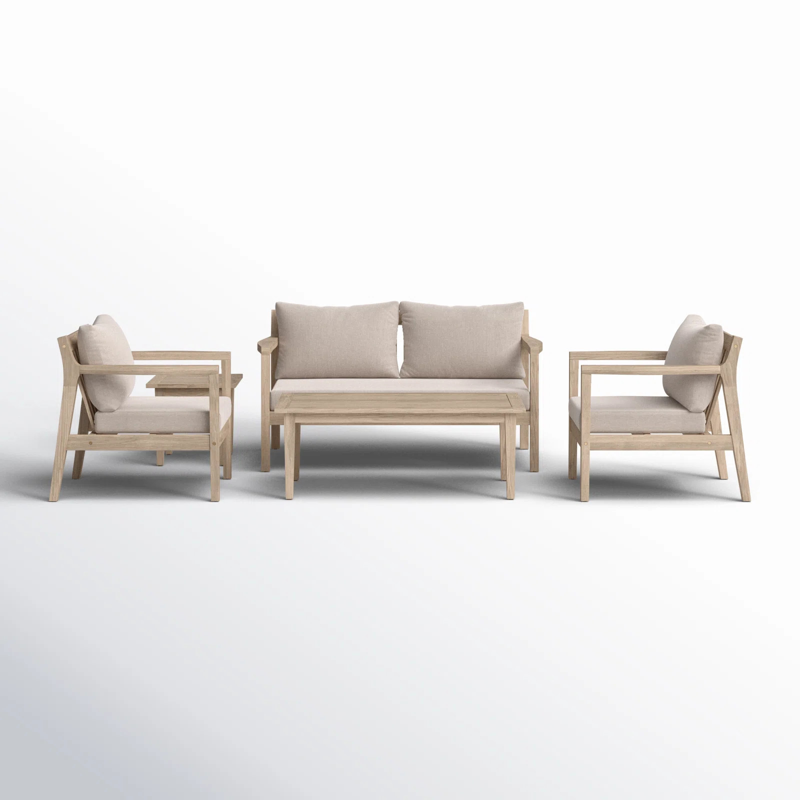 Amina 5 Piece Outdoor Acacia Sofa Seating Group with Cushions | Joss & Main