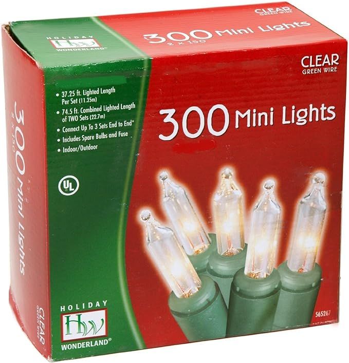 Noma/Inliten 48150-88 Holiday Wonderland Clear Green Wire Christmas Mini Light Set, 300 Count | Amazon (US)