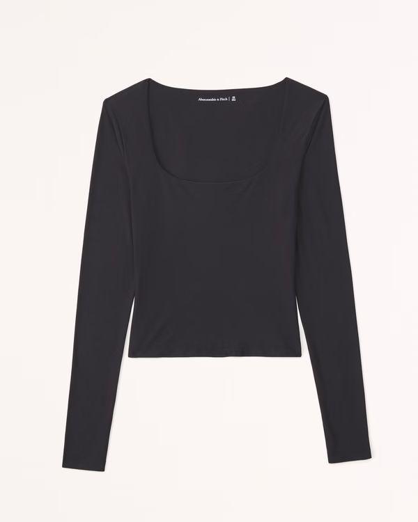 Soft Matte Seamless Long-Sleeve Squareneck Top | Abercrombie & Fitch (US)