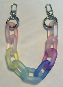 Frosted acrylic rainbow colours chunky chain link strap, silver hardware  | eBay | eBay CA