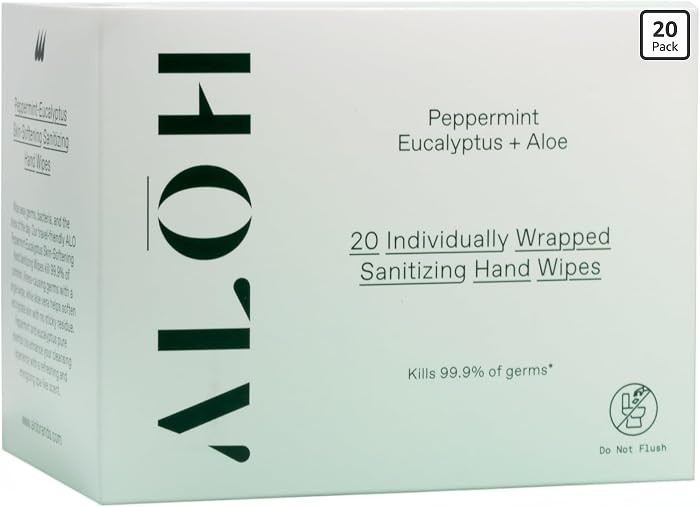 AL\u014cH Peppermint Eucalyptus + Aloe Hand Sanitizer Wipes Individually Wrapped | Amazon (US)