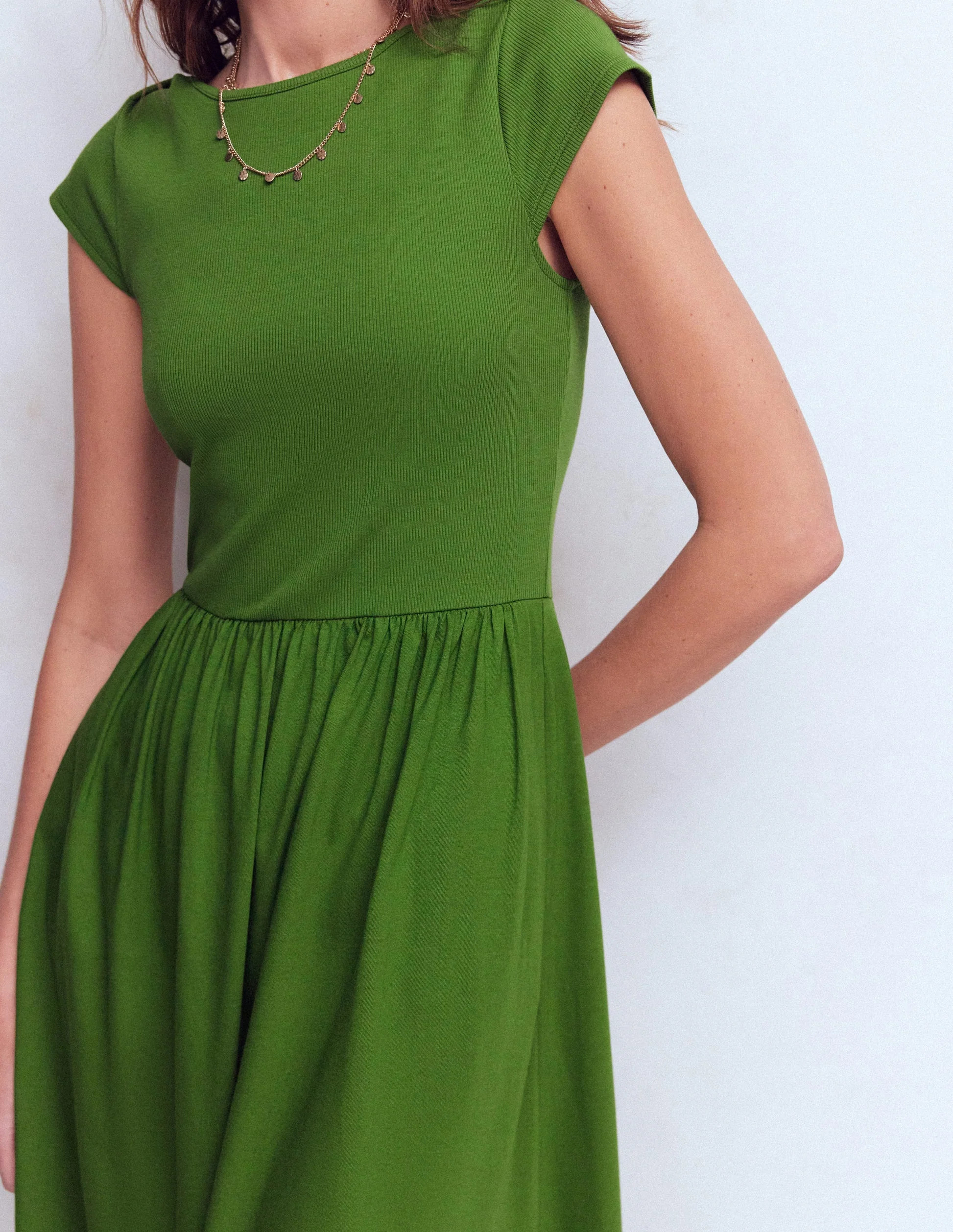 Boat Neck Mix Dress-Promenade Green | Boden (US)
