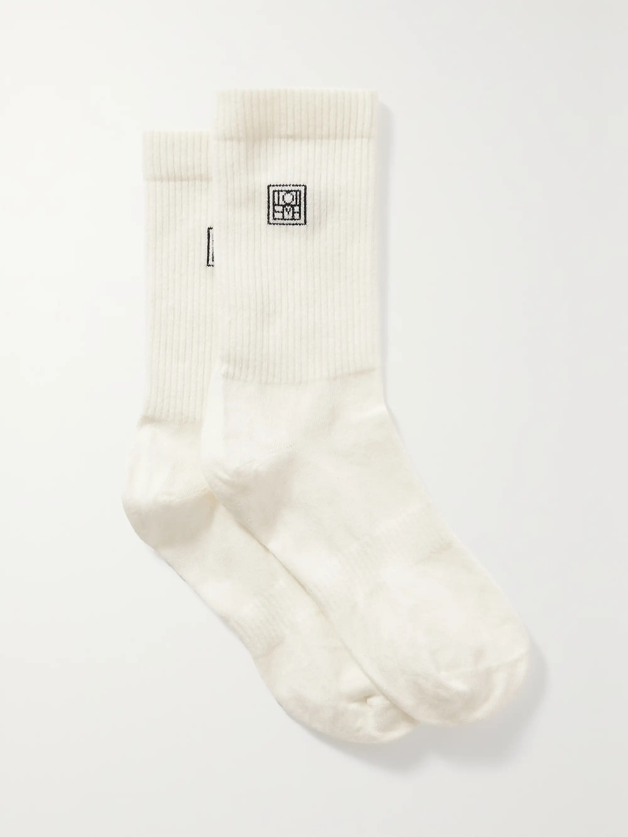 Set of two embroidered ribbed organic cotton-blend socks | NET-A-PORTER (UK & EU)