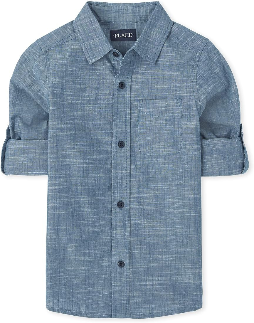 The Children's Place Boys' Long Sleeve Cotton Button Down Shirt | Amazon (US)