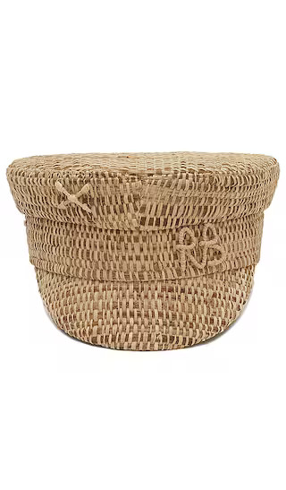 Monogram Embellished Baker Boy Cap in Natural Straw | Revolve Clothing (Global)