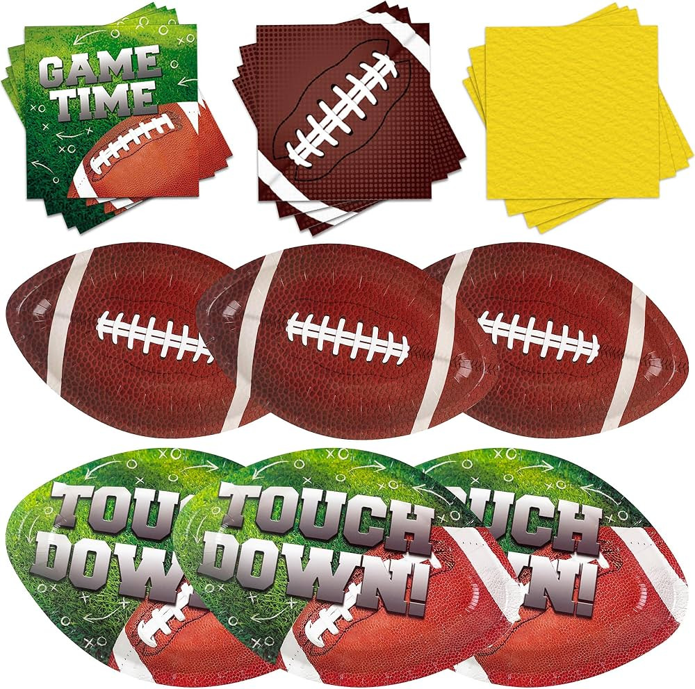 168Pcs Football Party Supplies Tableware Set，Football Party Set Includes Dinner Plates, Dessert... | Amazon (US)