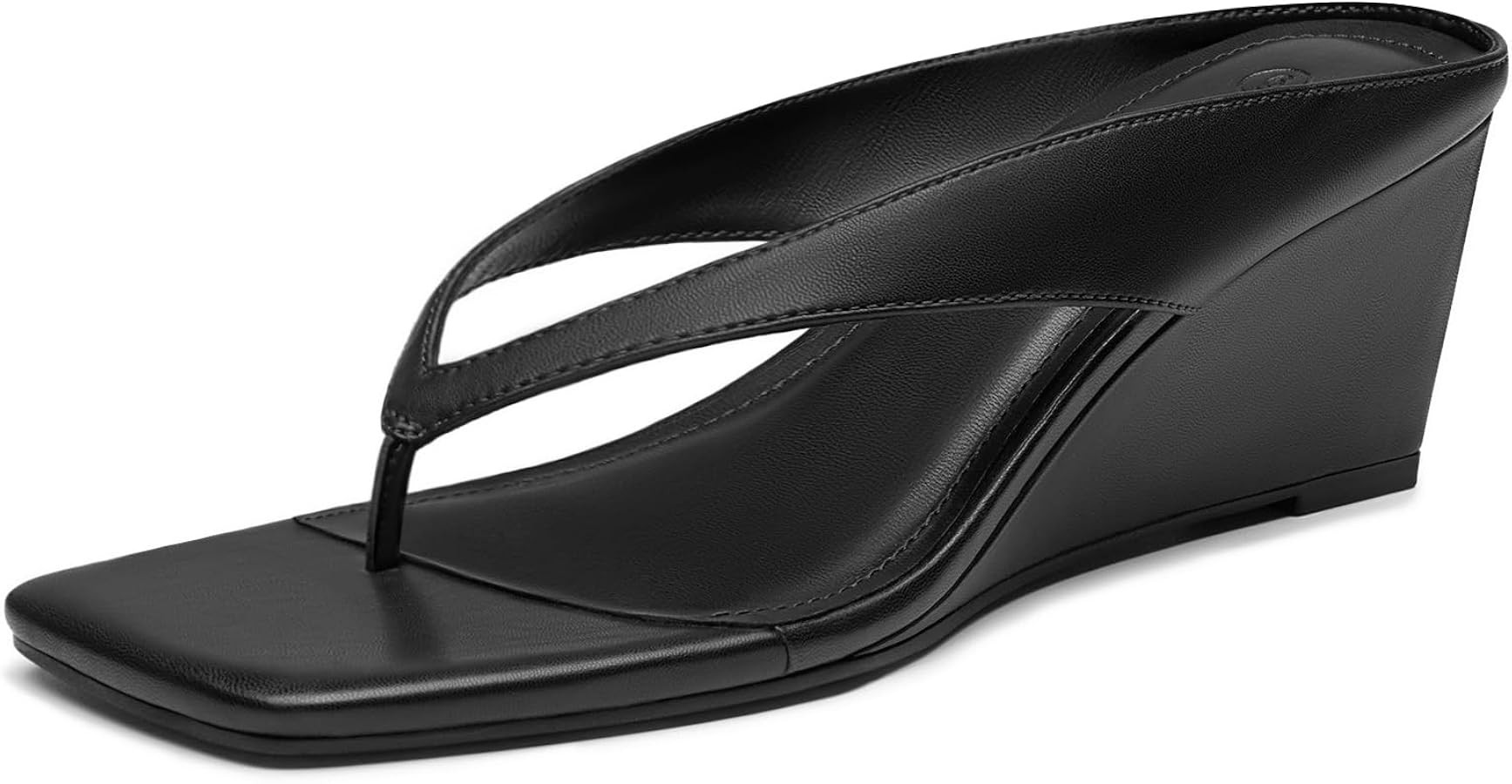 Athlefit Women's Low Wedge Sandals Trendy Dressy Square Open Toe Summer Beach Flip Flops Thong He... | Amazon (US)