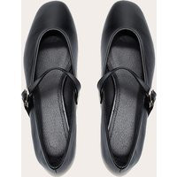 Black Round Toe Ballet Flat With Buckle Detail | PrettyLittleThing US