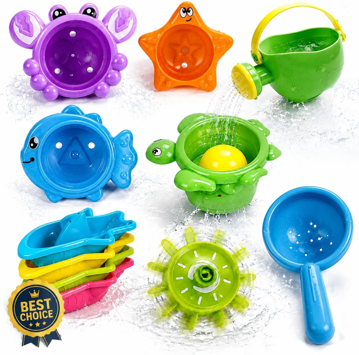 CozyBomB Kids Toys for 2 3 4 Year Old, Colorful Floating Boats, Spoons & Watering Can | Safe, Easy to Clean & Fun Beach Play Set | Pool, Beach & Water Table Toys | Amazon (UK)