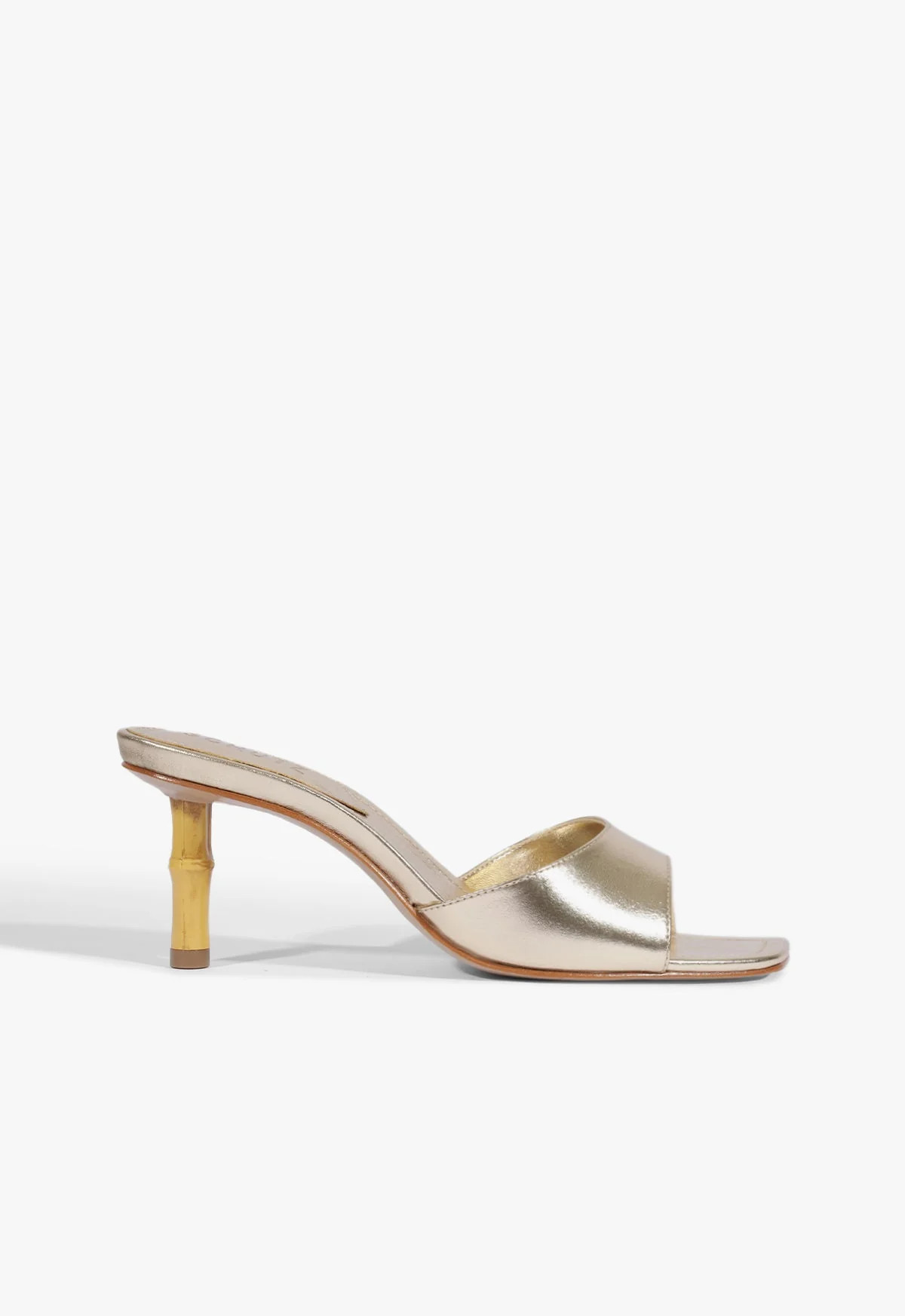 Leena Bamboo Gold Mid Stiletto Heel Sandal | Schutz (US)