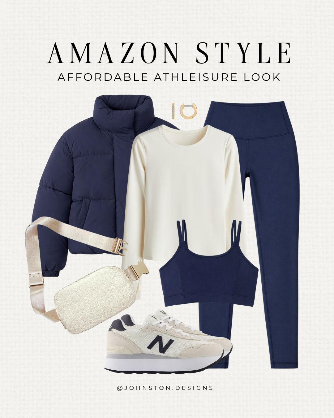 Comfortable and stylish workout gear from Amazon. Check out this affordable athleisure look. Great for your next gym session or running errands this winter! Affordable activewear, Amazon fashion, look for less, leggings, sports bra, New Balance sneakers, navy outfit.
 

 #LTKootd #LTKActive #LTKFindsUnder50