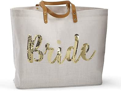 Mud Pie womens Bride Gold Sequin Tote, Gold Sequin, One Size US | Amazon (US)